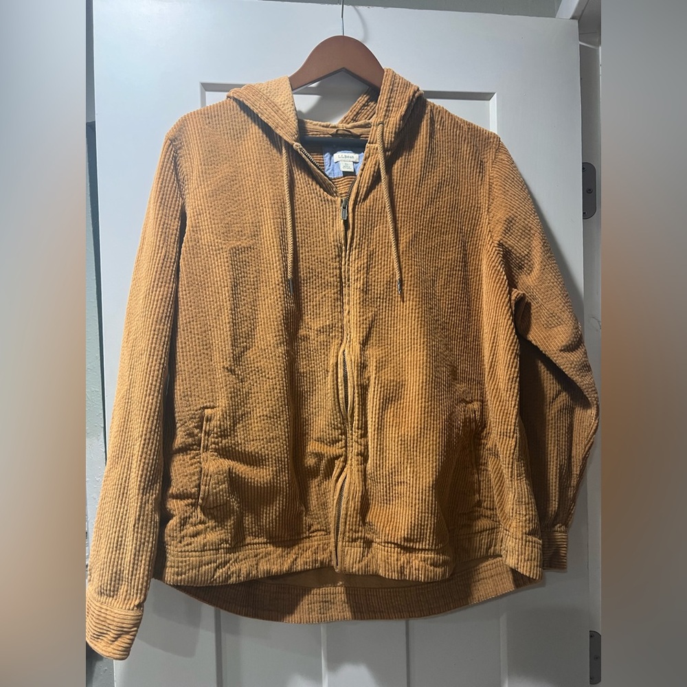 Corduroy Zip Hoodie Jacket - Tan Hooded Jacket